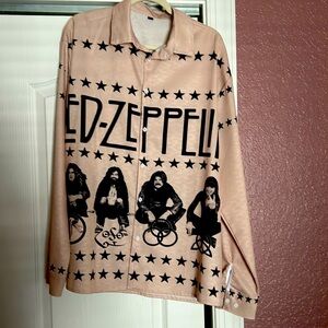 Led Zeppelin Men’s 2XL long sleeved button down collar shirt graphics. NWOT